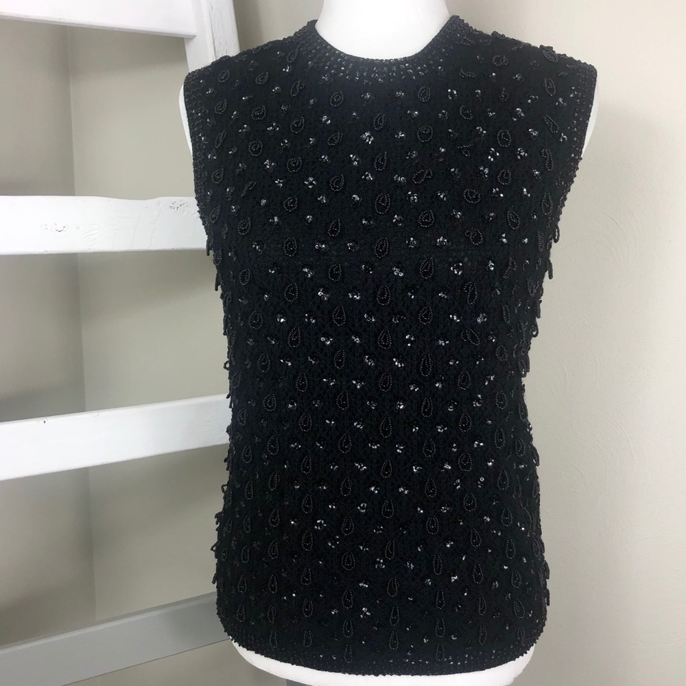 MAY COMPANY Vintage Sleeveless Embellished Sweater